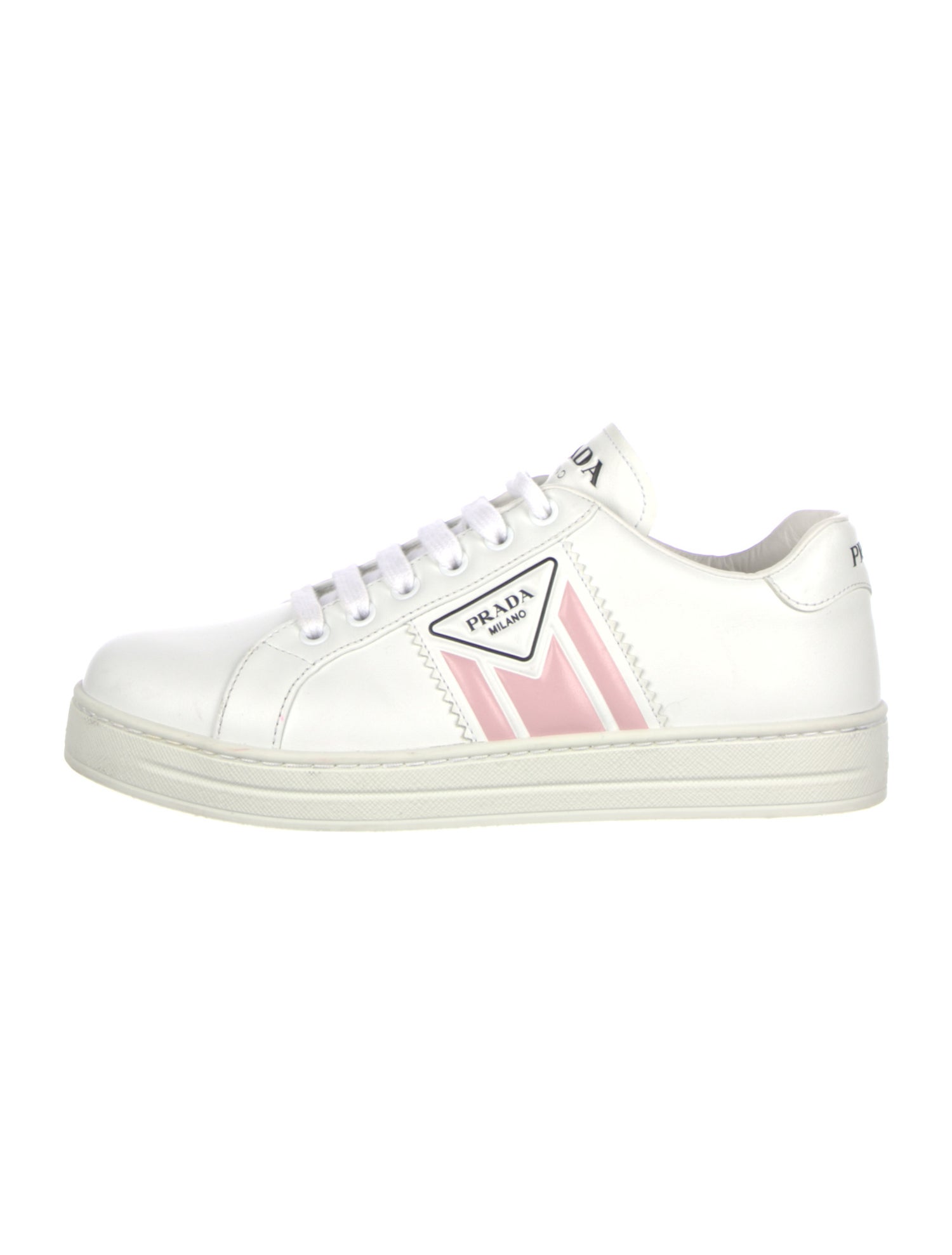 Prada Leather Scalloped Accent Sneakers