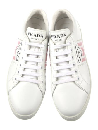 Prada Leather Scalloped Accent Sneakers