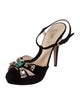 Prada Suede Crystal Embellishments Slingback Sandals