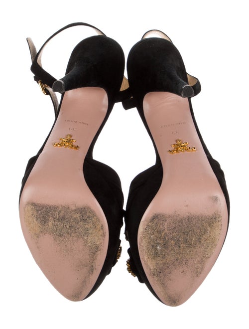 Prada Suede Crystal Embellishments Slingback Sandals