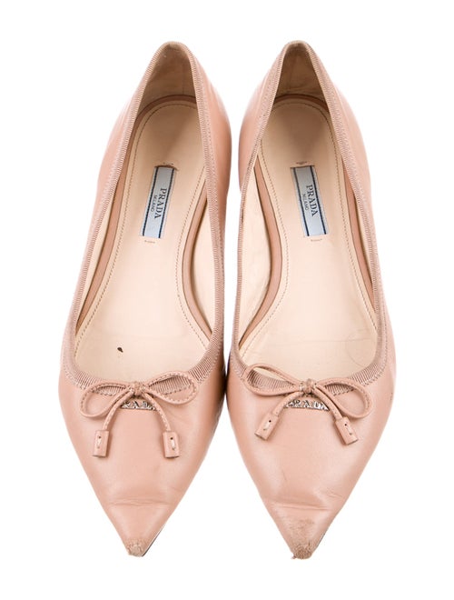 Prada Leather Bow Accents Ballet Flats