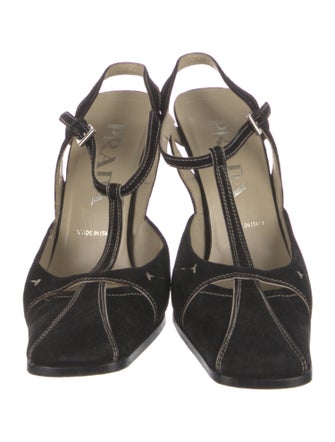 Prada Suede T-Strap Pumps