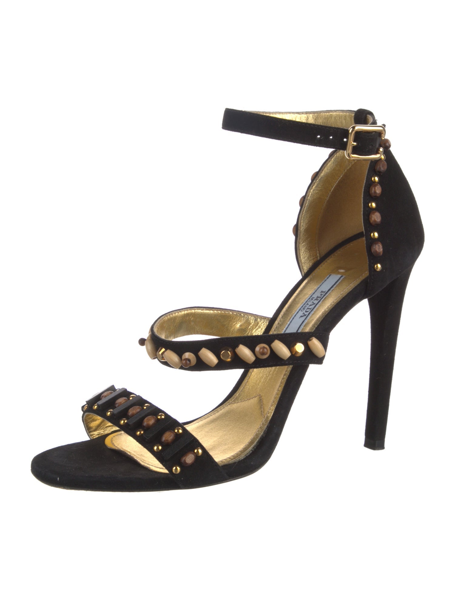 Prada Suede Studded Accents Sandals