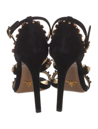 Prada Suede Studded Accents Sandals