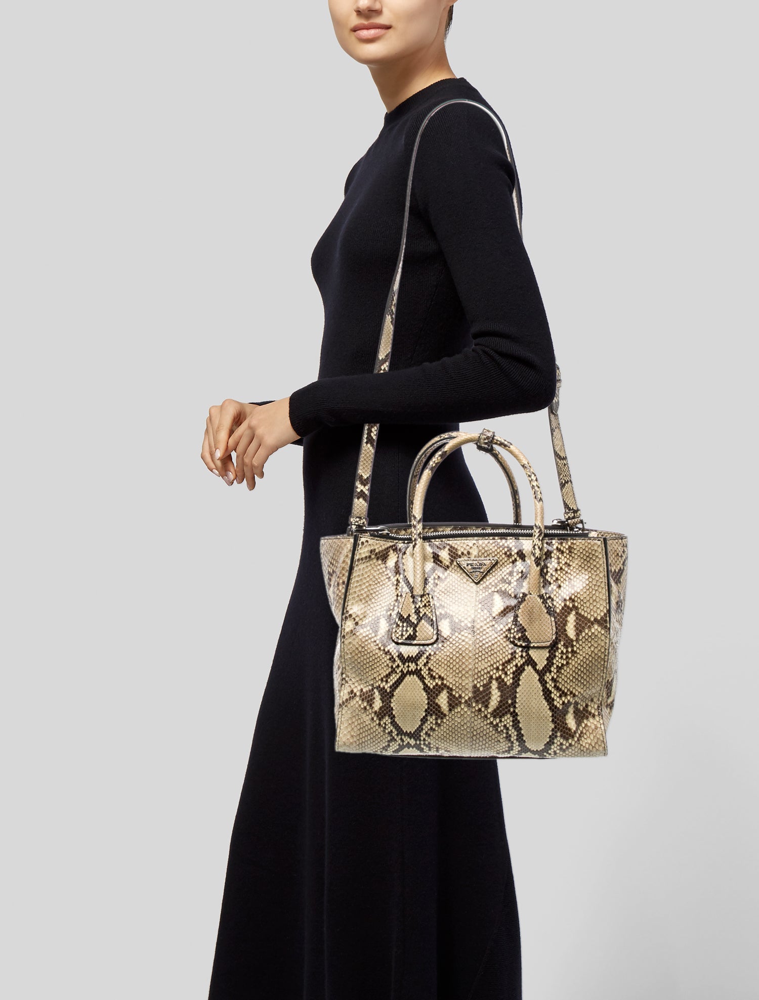 Prada Enameled Metal Triangle Twin Pocket Small