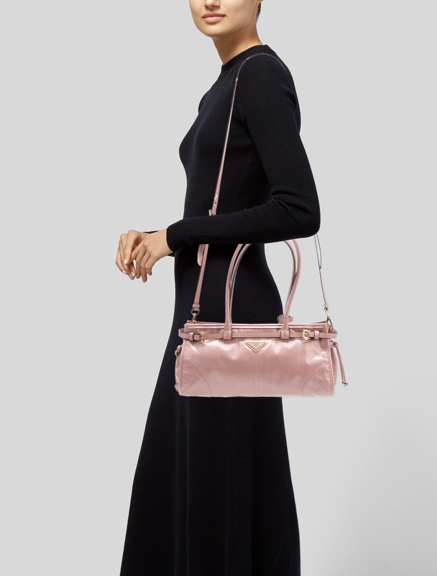 Prada Enameled Metal Triangle Bonnie Medium