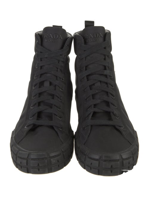 Prada Enameled Metal Triangle Nylon Sneakers