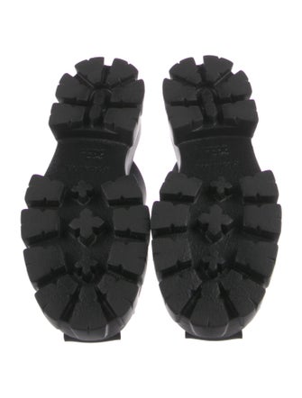 Prada Enameled Metal Triangle Rubber Slides