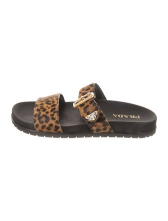 Prada Ponyhair Animal Print Slides
