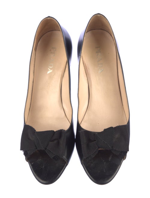 Prada Leather Bow Accents Slingback Sandals