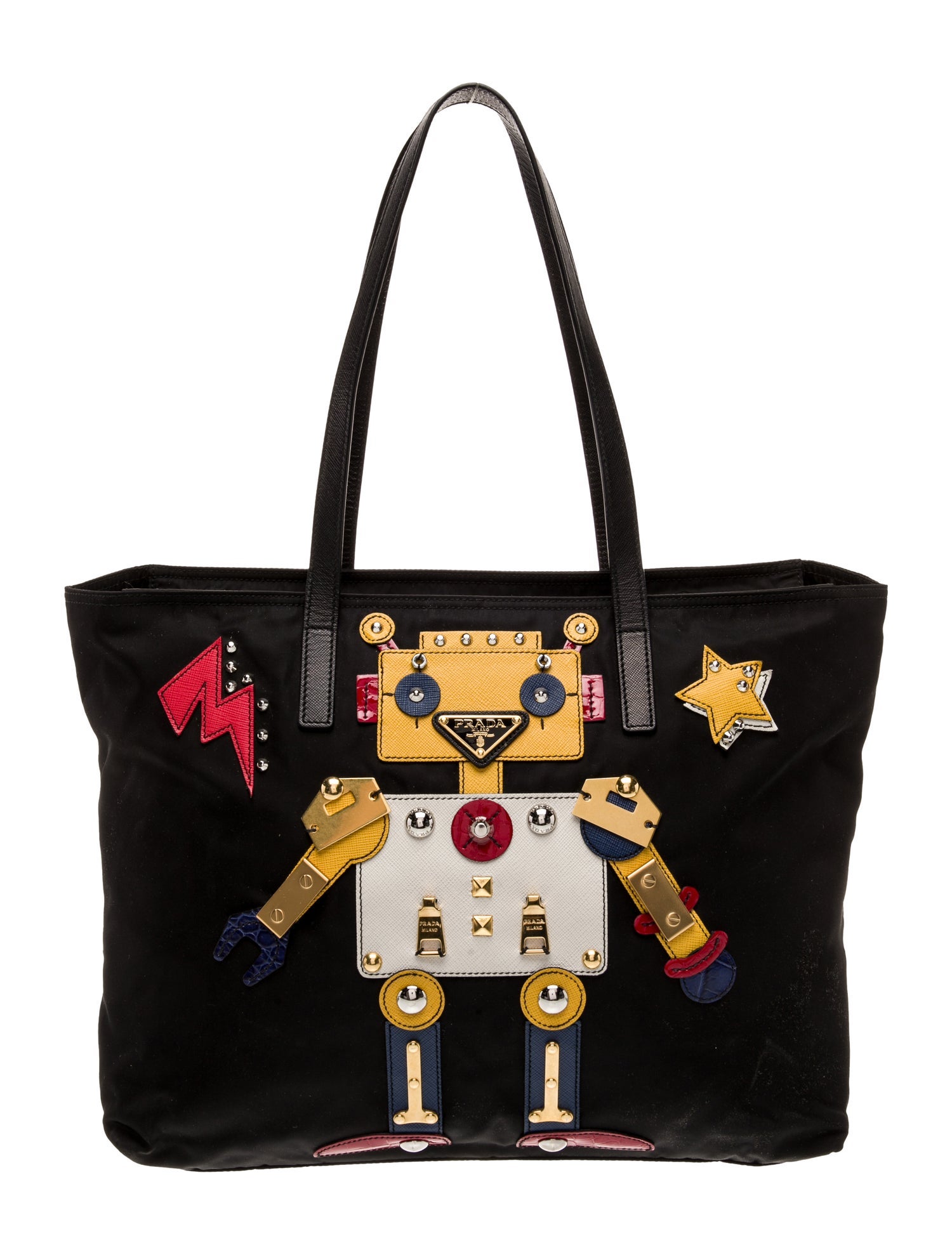 Prada Enameled Metal Triangle Robot