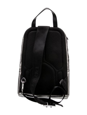 Prada Enameled Metal Triangle Backpack