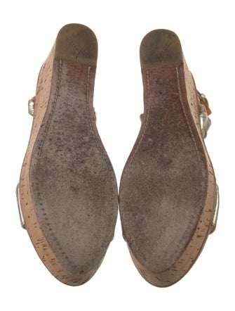 Prada Leather Chain-Link Accents T-Strap Sandals