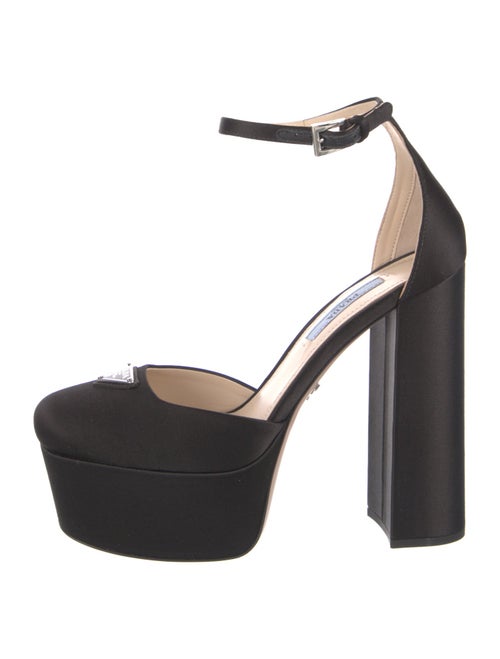 Prada Enameled Metal Triangle Satin D'Orsay Pumps