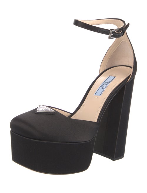 Prada Enameled Metal Triangle Satin D'Orsay Pumps