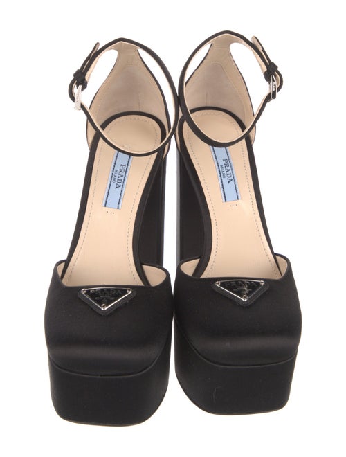 Prada Enameled Metal Triangle Satin D'Orsay Pumps