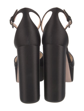 Prada Enameled Metal Triangle Satin D'Orsay Pumps