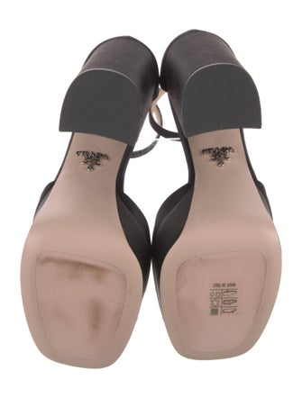 Prada Enameled Metal Triangle Satin D'Orsay Pumps