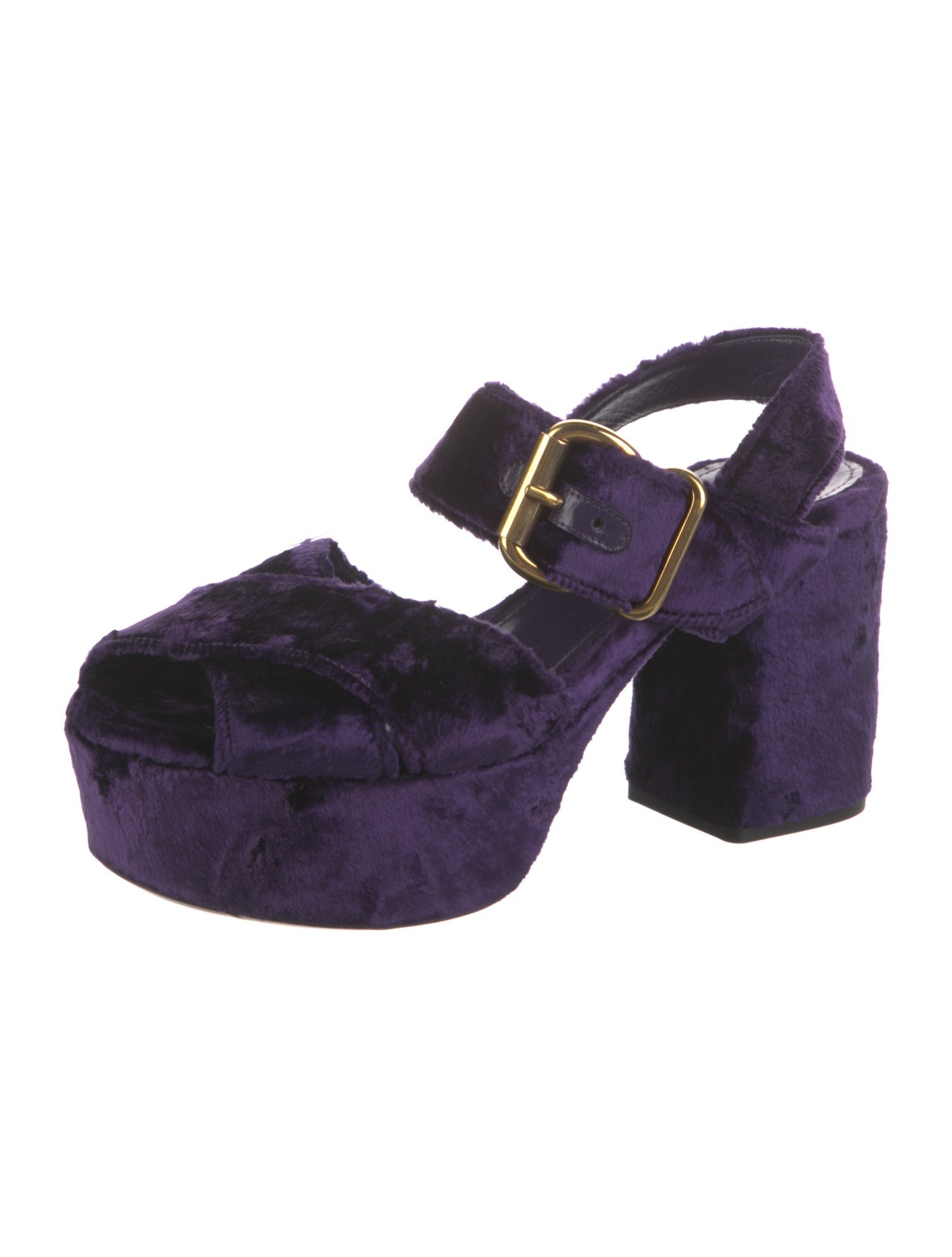 Prada Velvet Polka Dot Print Slingback Sandals