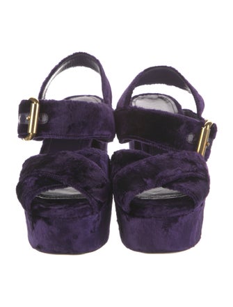 Prada Velvet Polka Dot Print Slingback Sandals