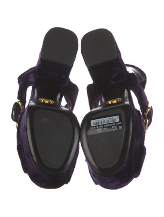 Prada Velvet Polka Dot Print Slingback Sandals