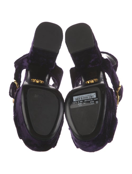 Prada Velvet Polka Dot Print Slingback Sandals