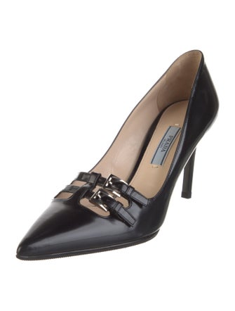 Prada Patent Leather Bow Accents Pumps