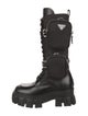 Prada Nylon Leather Trim Embellishment Combat Boots