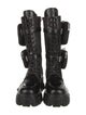 Prada Nylon Leather Trim Embellishment Combat Boots