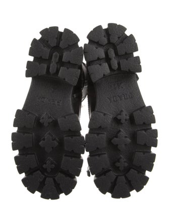 Prada Nylon Leather Trim Embellishment Combat Boots