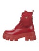 Prada Nylon Leather Trim Embellishment Combat Boots