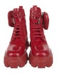 Prada Nylon Leather Trim Embellishment Combat Boots