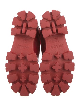 Prada Nylon Leather Trim Embellishment Combat Boots