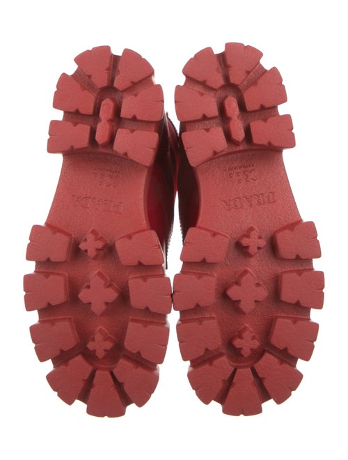 Prada Nylon Leather Trim Embellishment Combat Boots