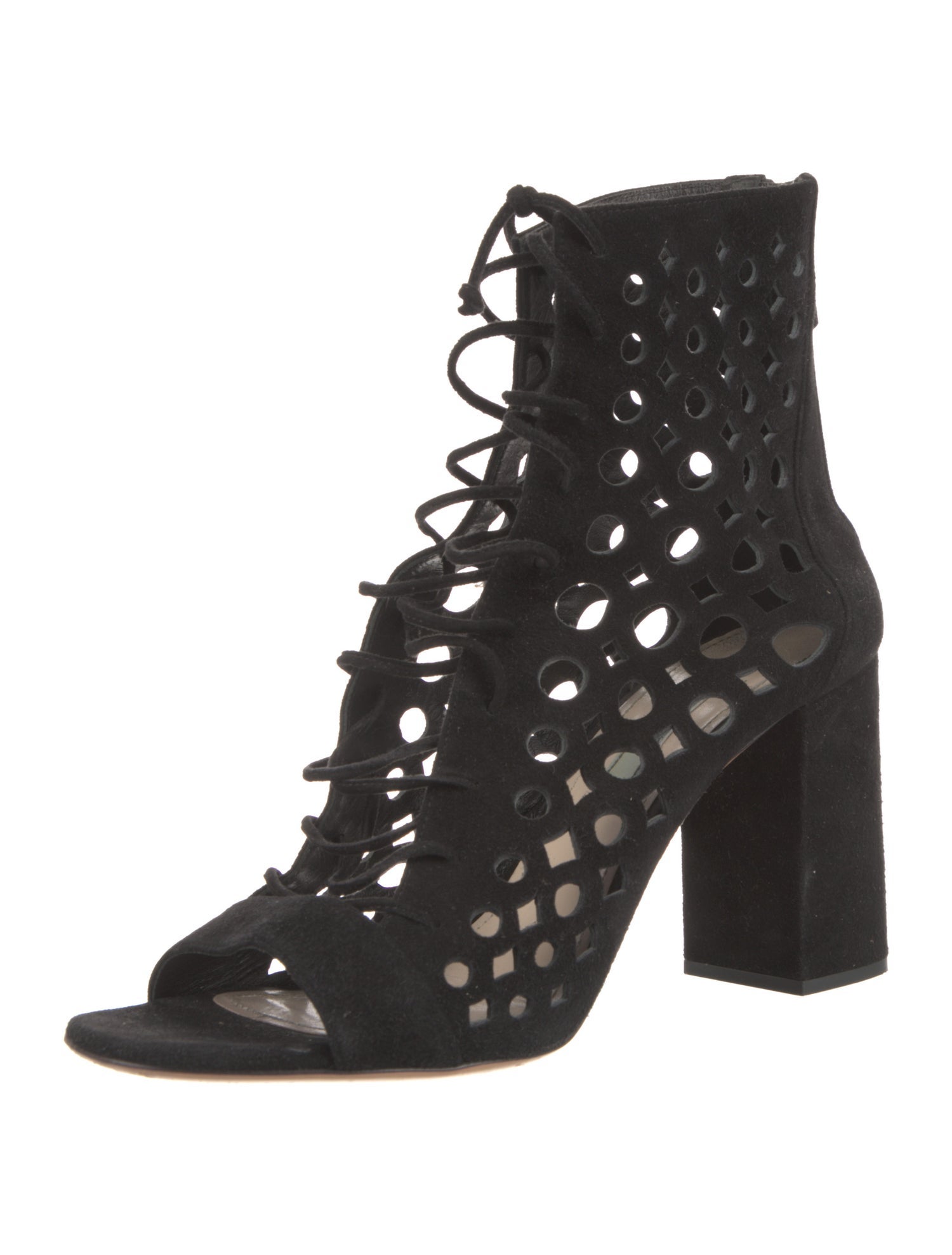 Prada Suede Lasercut Accents Gladiator Sandals