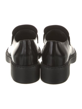 Prada Enameled Metal Triangle Leather Oxfords