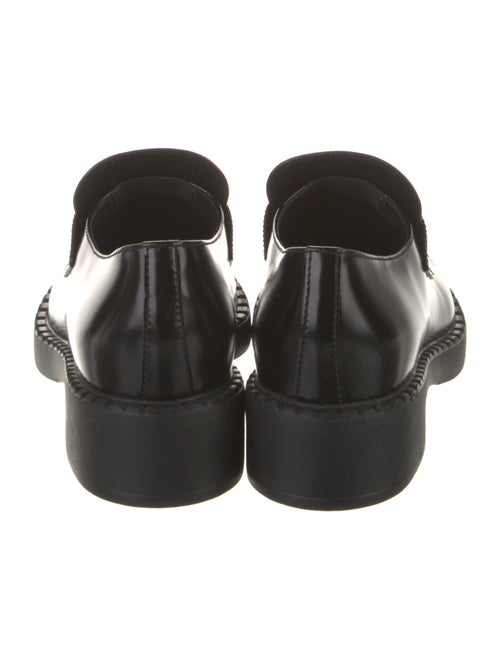 Prada Enameled Metal Triangle Leather Oxfords