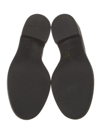 Prada Enameled Metal Triangle Leather Oxfords