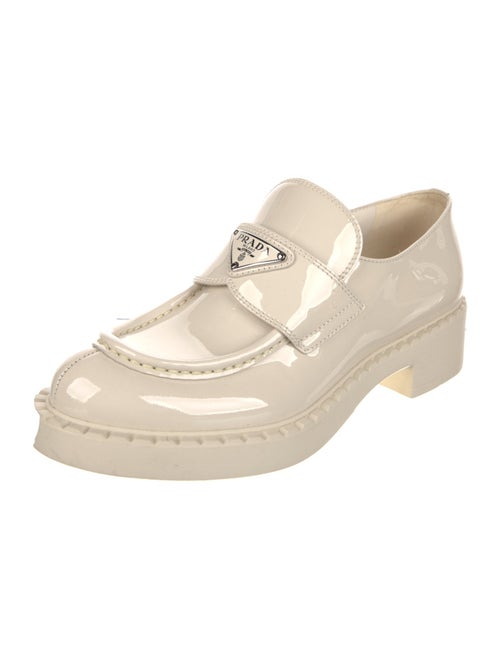 Prada Enameled Metal Triangle Patent Leather Oxfords
