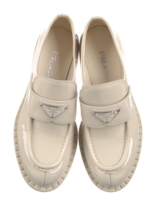 Prada Enameled Metal Triangle Patent Leather Oxfords