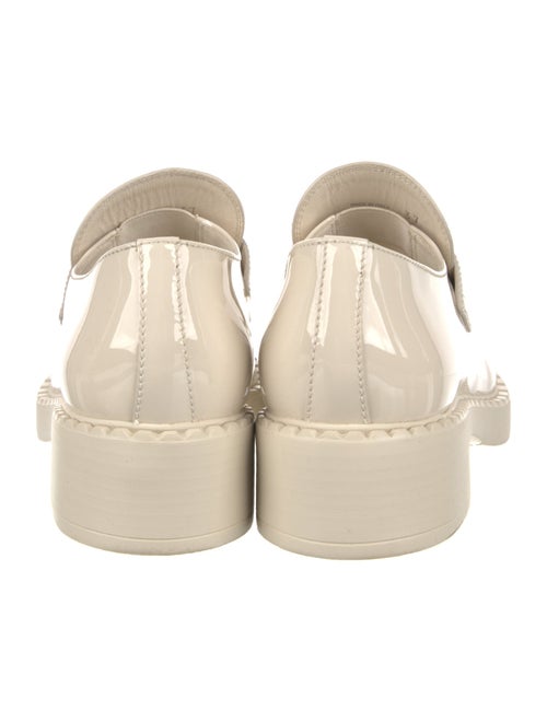 Prada Enameled Metal Triangle Patent Leather Oxfords