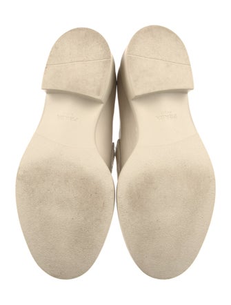 Prada Enameled Metal Triangle Patent Leather Oxfords