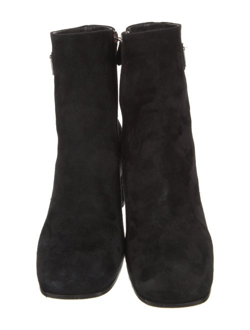 Prada Enameled Metal Triangle Suede