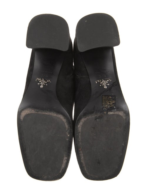 Prada Enameled Metal Triangle Suede