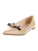 Prada Patent Leather Bow Accents Ballet Flats