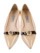 Prada Patent Leather Bow Accents Ballet Flats