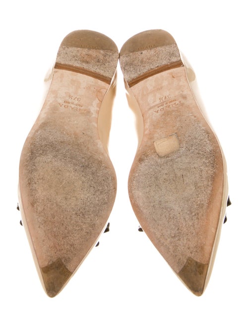 Prada Patent Leather Bow Accents Ballet Flats