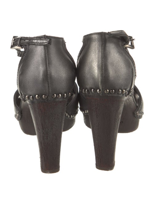 Prada Leather Cutout Accent T-Strap Sandals