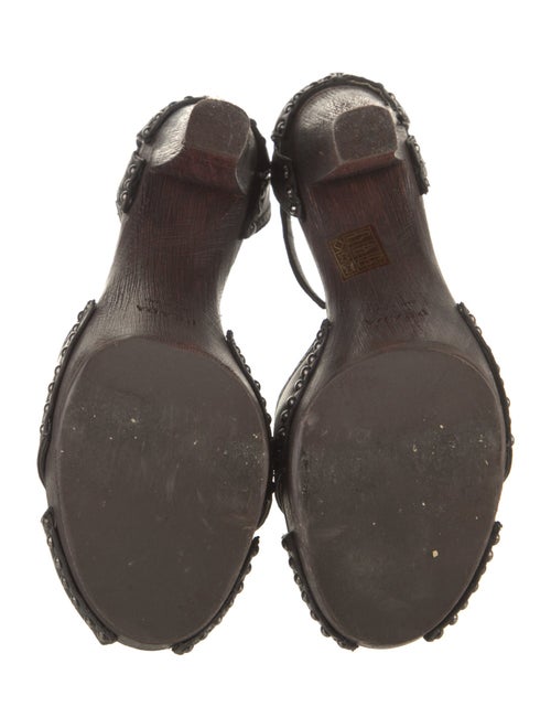 Prada Leather Cutout Accent T-Strap Sandals