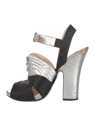 Prada Satin Colorblock Pattern Slingback Sandals